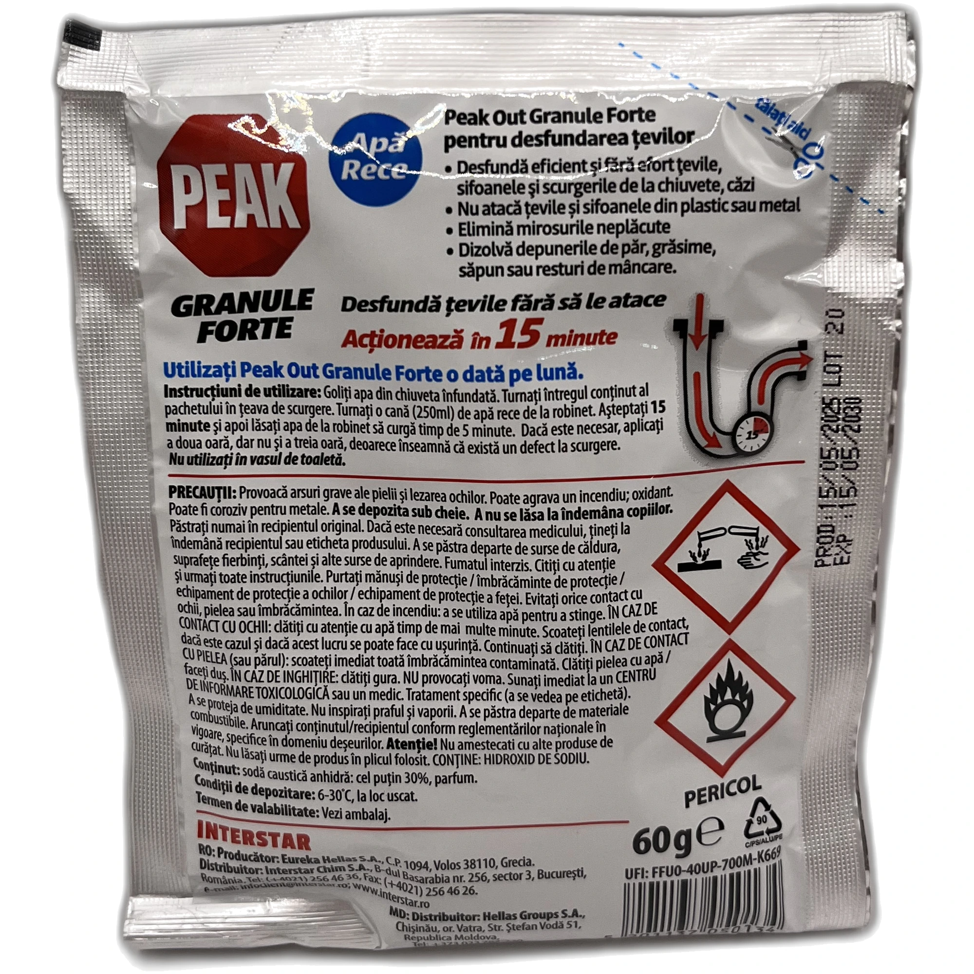 PEAK Granule Forte Desfundat Țevi 60 g (apă rece)