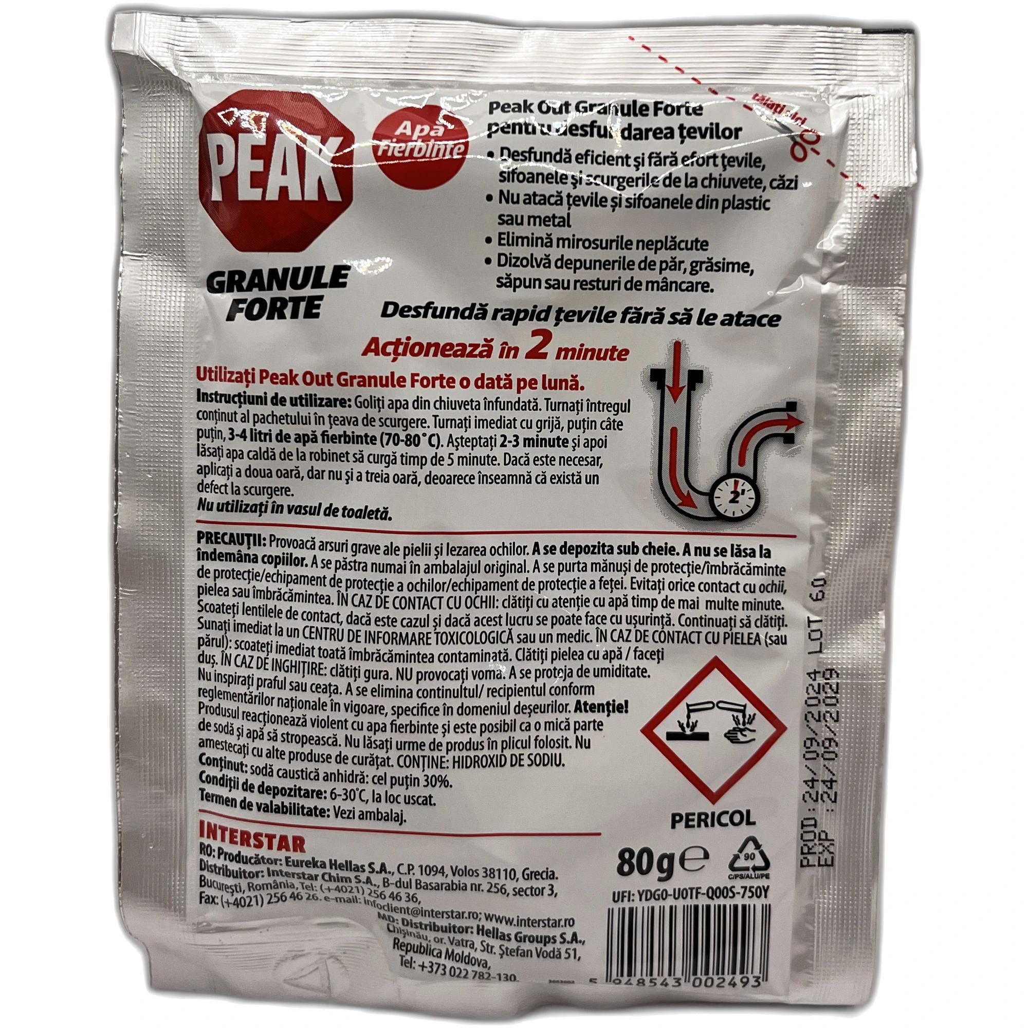 PEAK Granule Forte Desfundat Țevi 80 g (apă fierbinte)