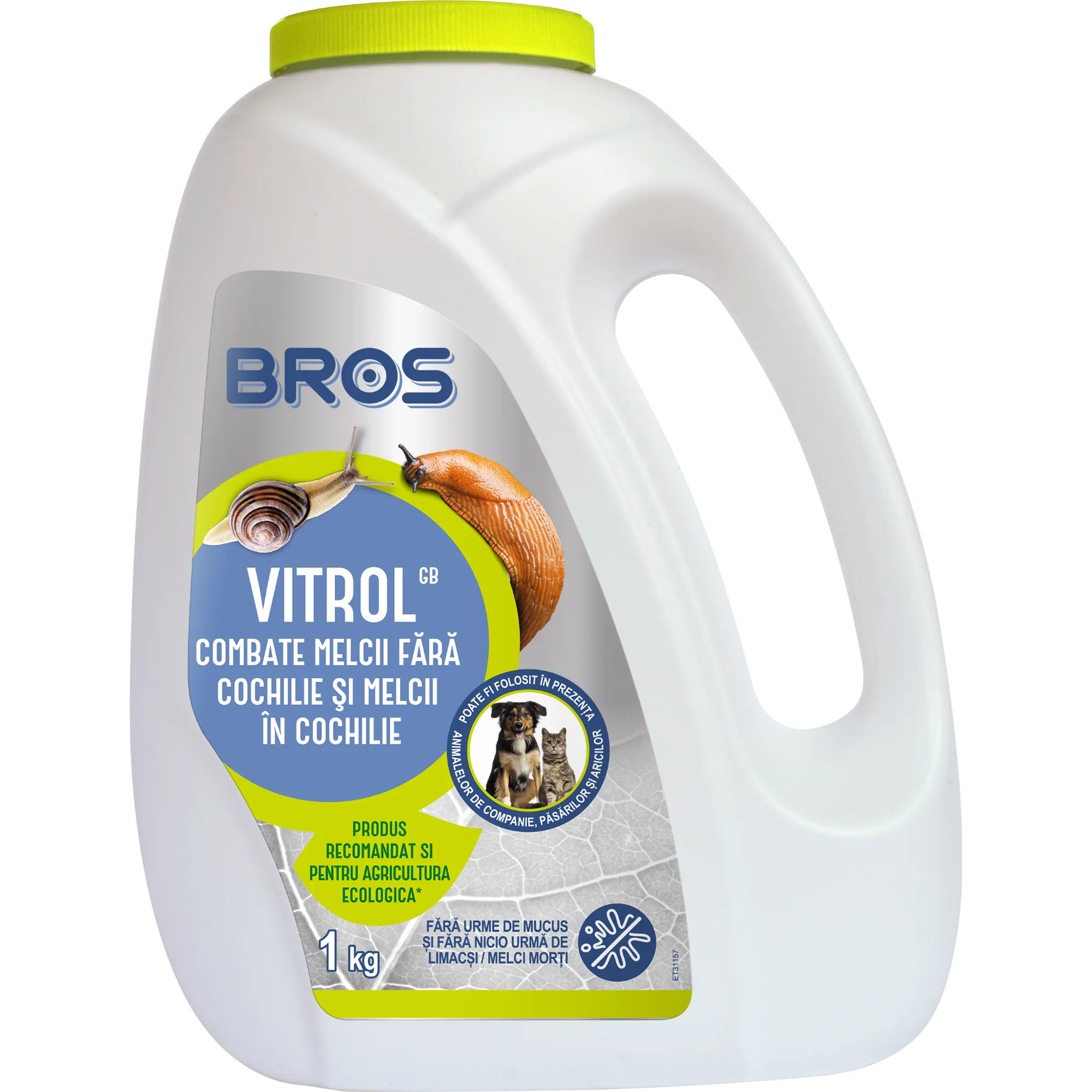 BROS Vitrol GB – Momeală moluscocidă pentru melci și limacși, 1 kg