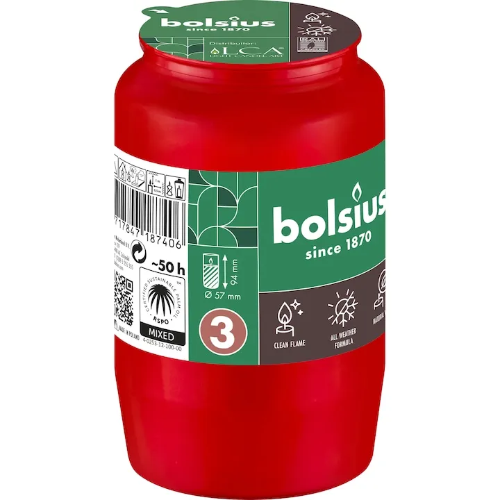 Candelă rezervă Bolsius RC3 / NR. 3 – Roșu