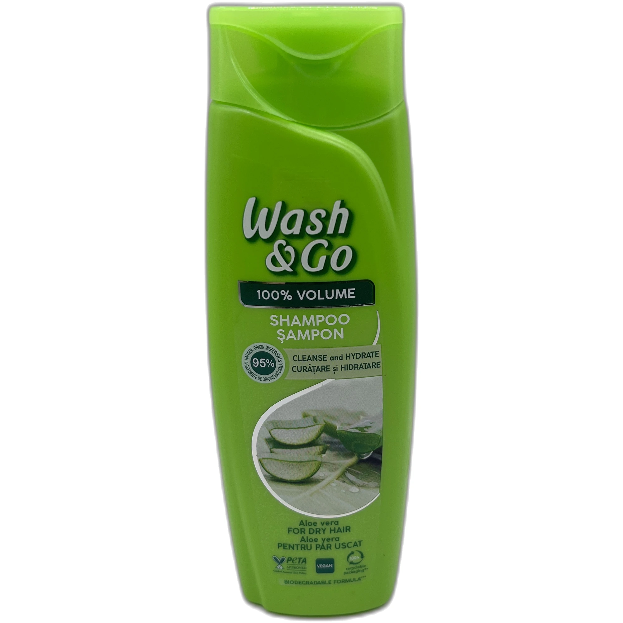 Șampon Wash & Go 100% Volume Aloe Vera pentru păr uscat 180 ml