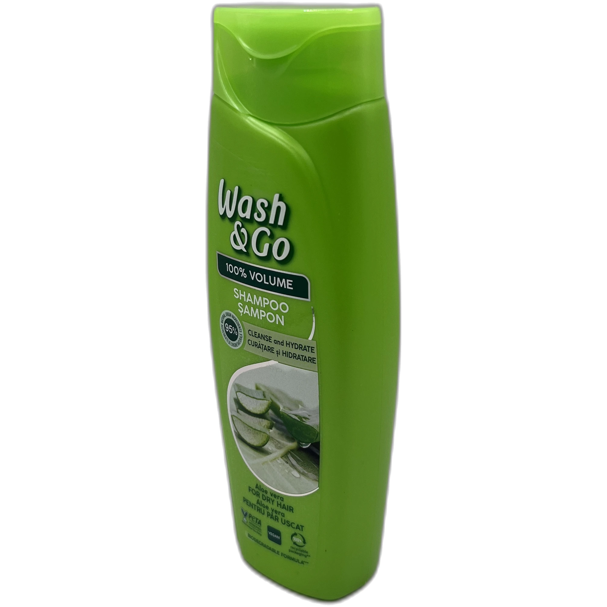 Șampon Wash & Go 100% Volume Aloe Vera pentru păr uscat 180 ml