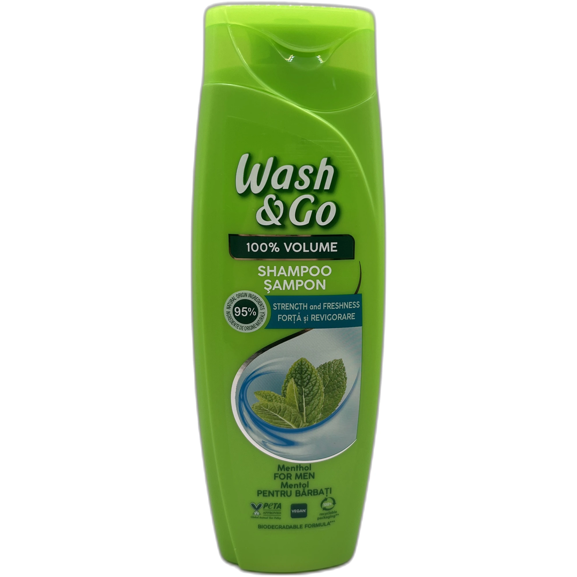Șampon Wash & Go 100% Volume Menthol For Men 360 ml