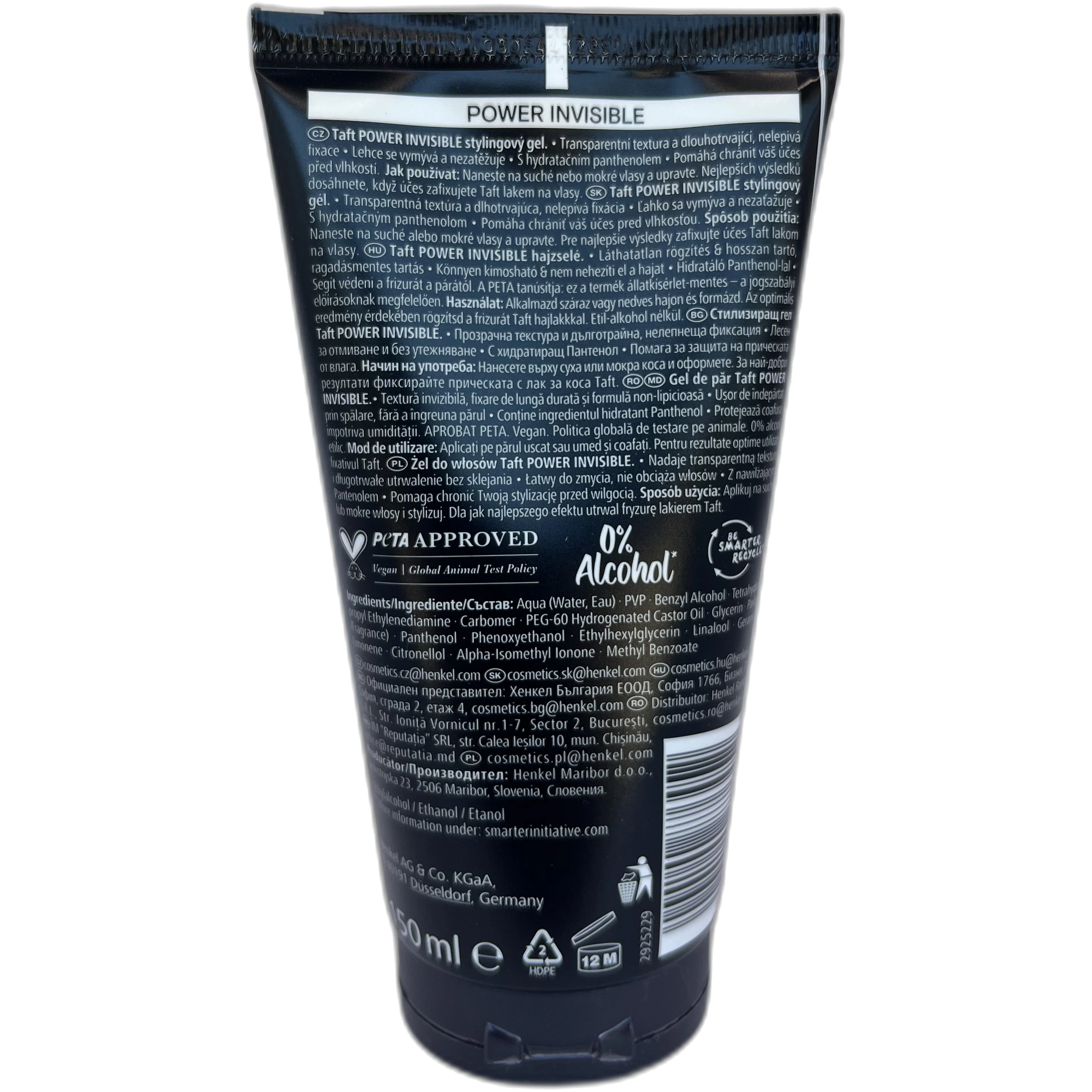 Gel de păr Taft Power Invisible 250 ml
