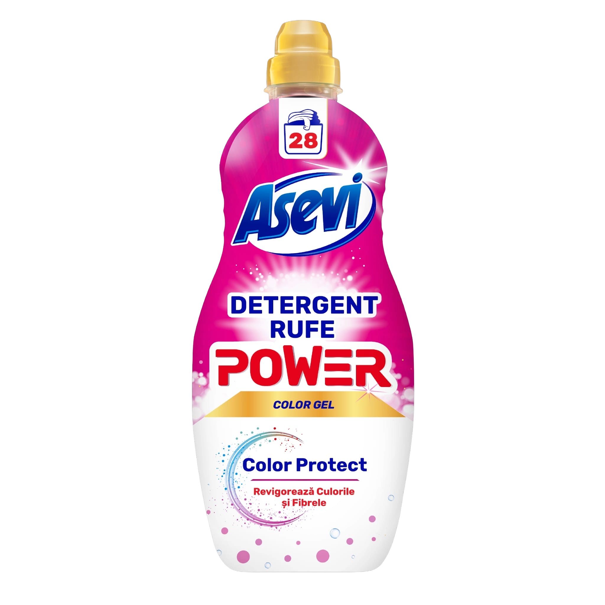 Detergent lichid rufe Asevi Power Color Protect, 28 spălări, 1.4L