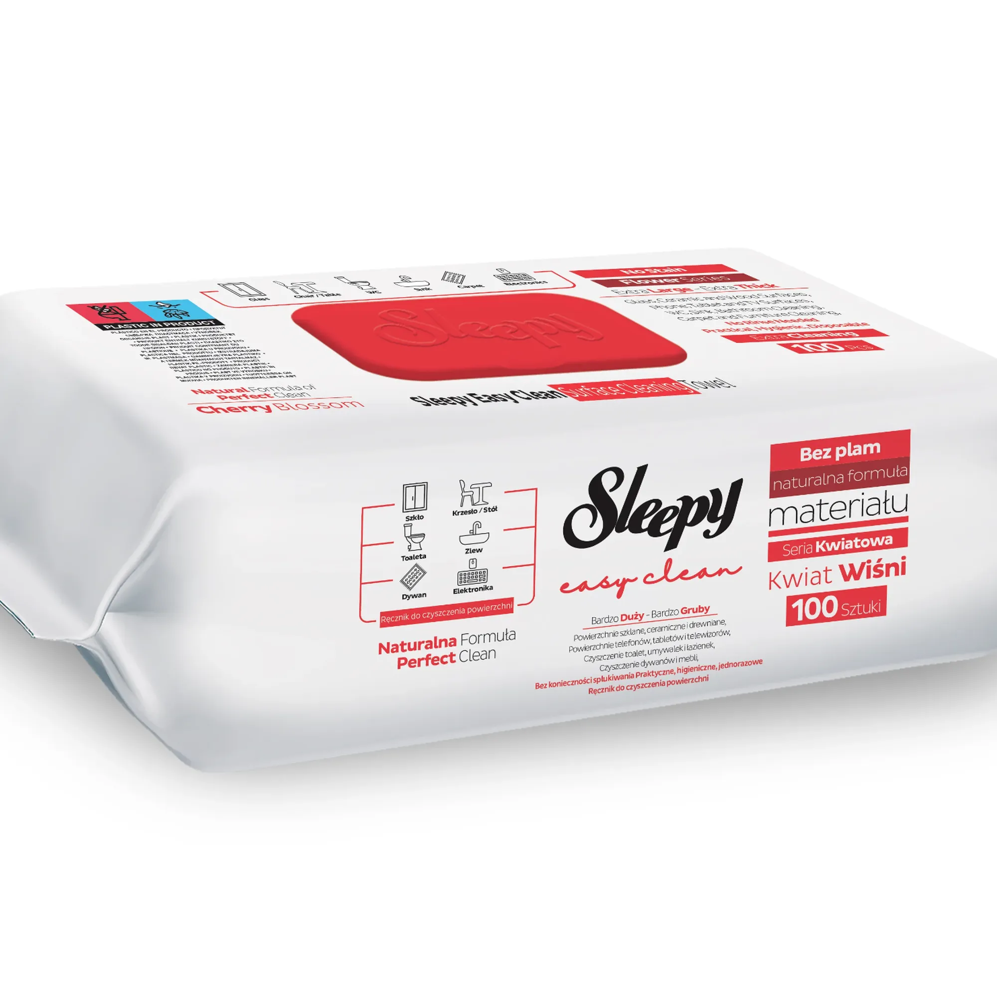 Șervețele umede Sleepy Easy Clean Cherry Blossom multisuprafețe, 100 bucăți