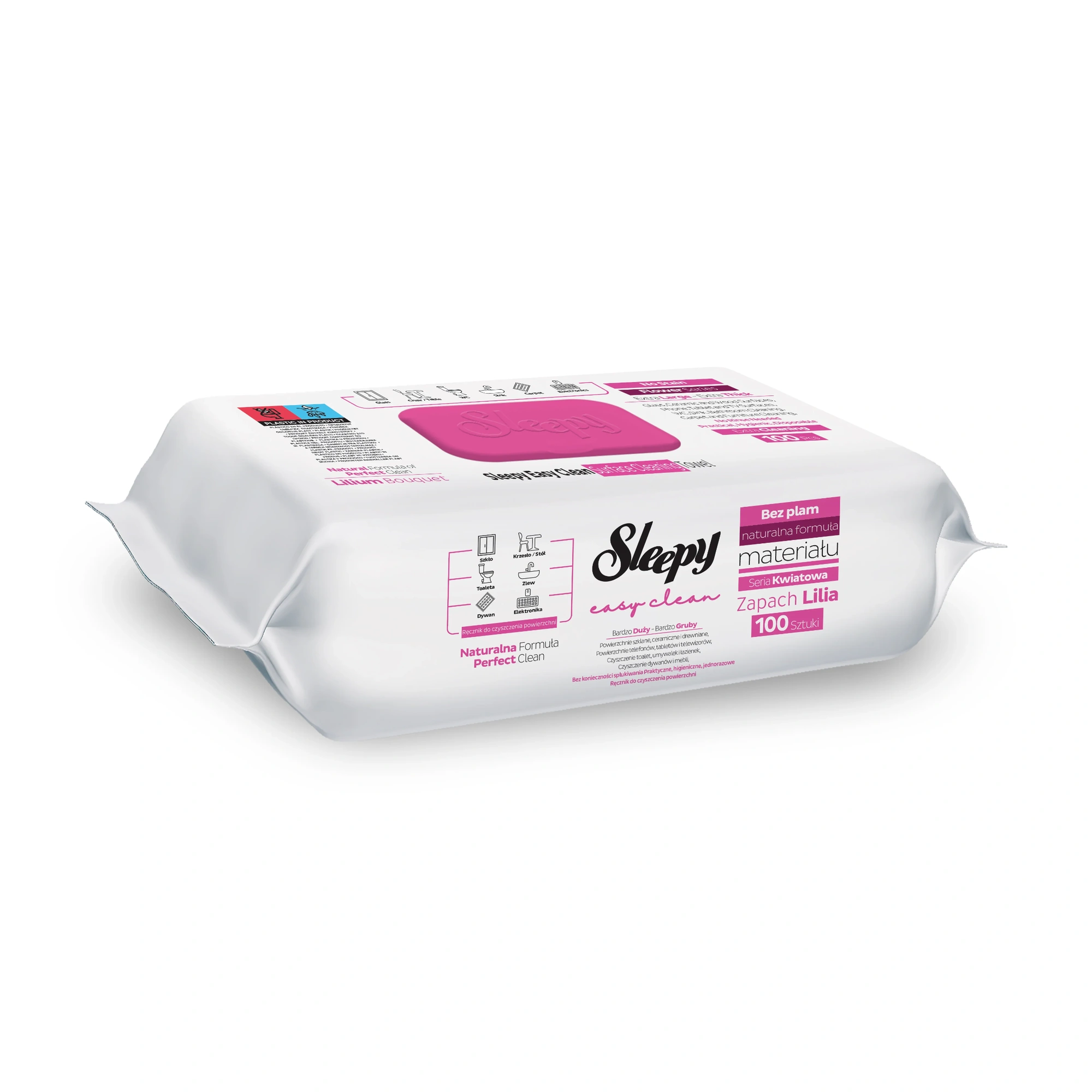 Șervețele umede Sleepy Easy Clean Lilium Bouquet multisuprafețe, 100 bucăți